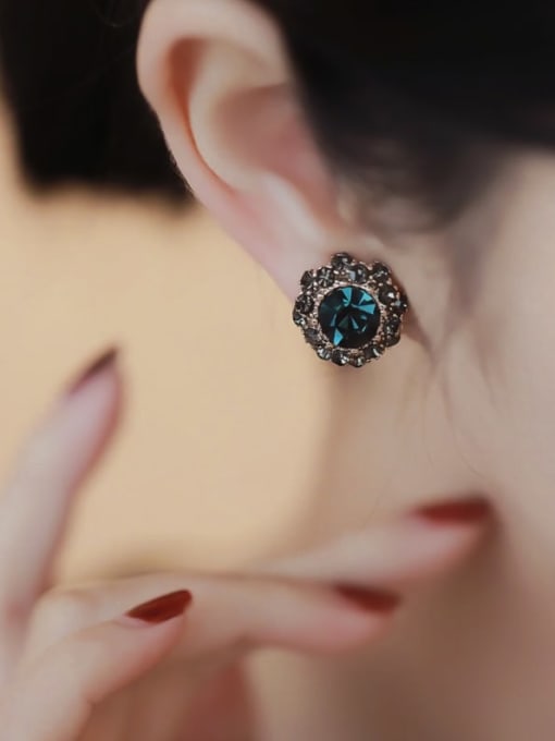 ARTINI Alloy Rhinestone Blue Round Minimalist Stud Earring 4
