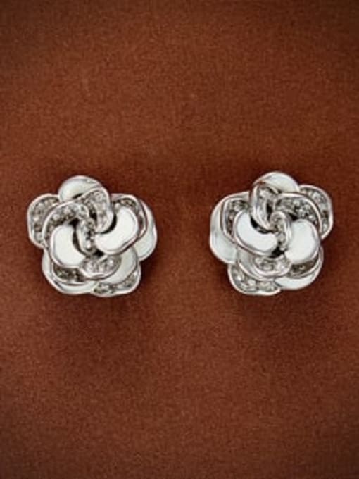 ARTINI Alloy Synthetic Crystal White Flower Minimalist Stud Earring 0