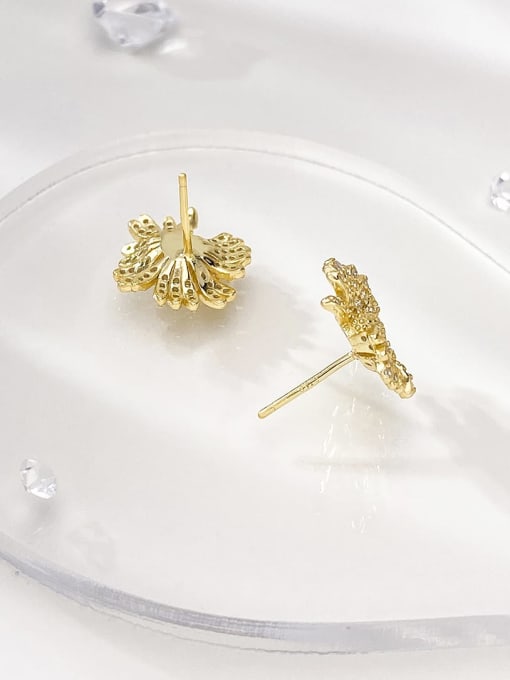 ARTINI 925 Sterling Silver Cubic Zirconia Gold Plant Series Minimalist Cluster Earring 2