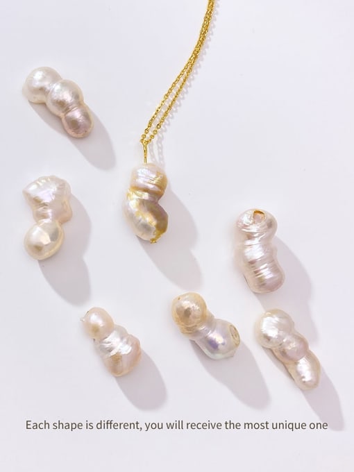 ARTINI Brass Freshwater Pearl White Irregular Minimalist Link Necklace 2