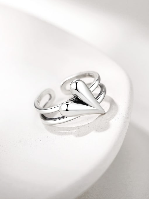 ARTINI 925 Sterling Silver Silver Heart Minimalist Band Ring 1