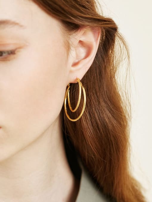 ARTINI Brass Gold Geometric Minimalist Hoop Earring 4