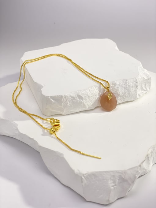 Sunstone Brass Natural Stone Multi Color Stone Geometric Minimalist Locket Necklace