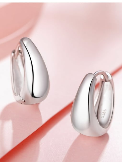 ARTINI 925 Sterling Silver White Geometric Minimalist Huggie Earring 0