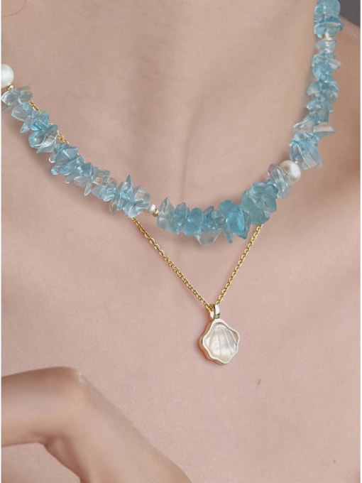 ARTINI Brass Aquamarine Blue Trend Necklace 3