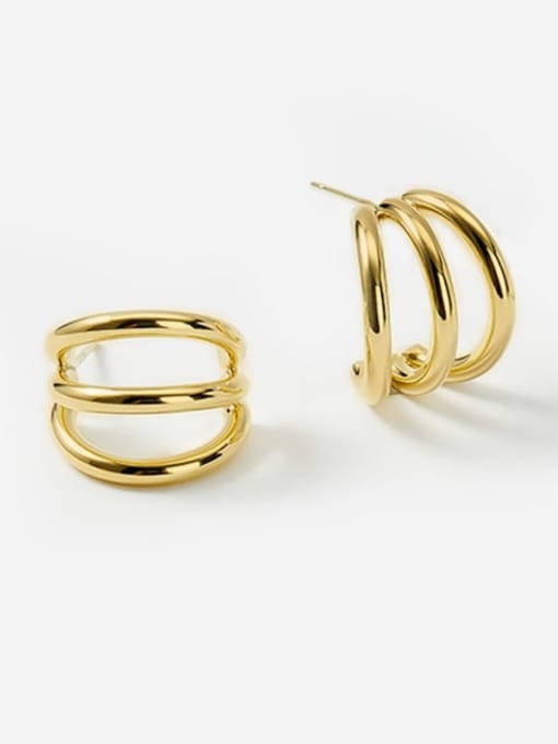 ARTINI Brass Gold Round Minimalist Stud Earring 1