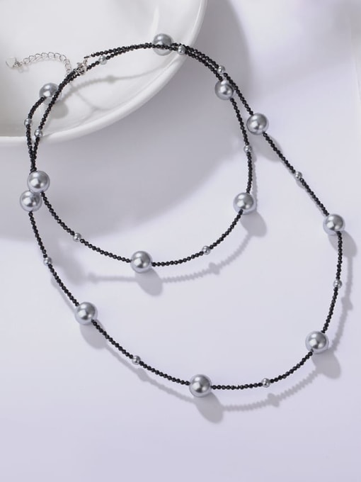 ARTINI Brass Glass beads Black Ball Minimalist Beaded Necklace 1