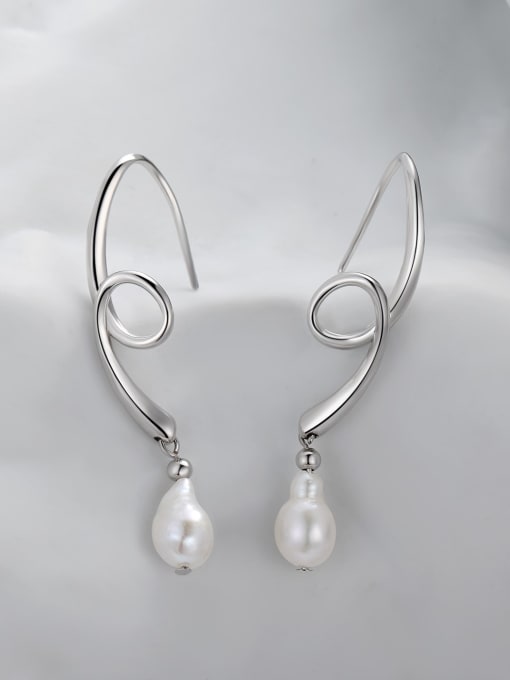 ARTINI Brass Freshwater Pearl White Water Drop Minimalist Drop Earring 1
