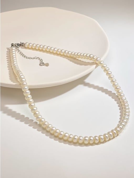 ARTINI 925 Sterling Silver Freshwater Pearl White Minimalist Beaded Necklace 1