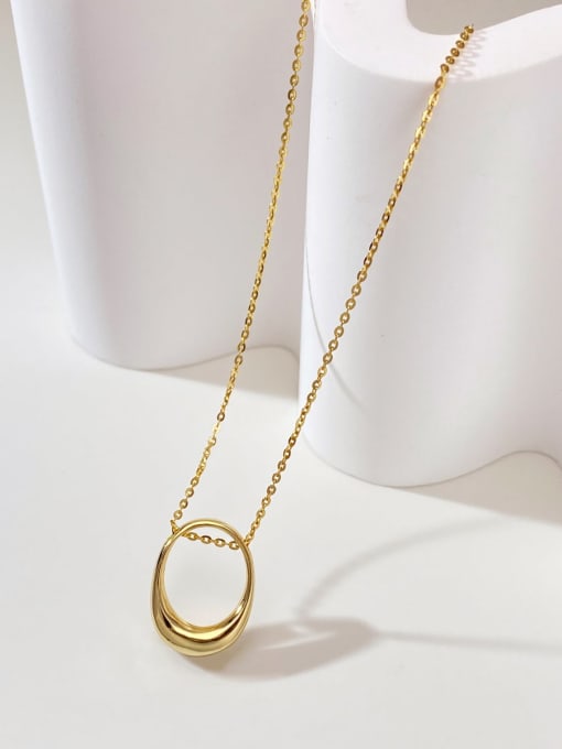 ARTINI 925 Sterling Silver Gold Oval Minimalist Link Necklace 0