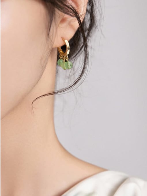 ARTINI Brass Carnelian Green Ball Minimalist Drop Earring 4
