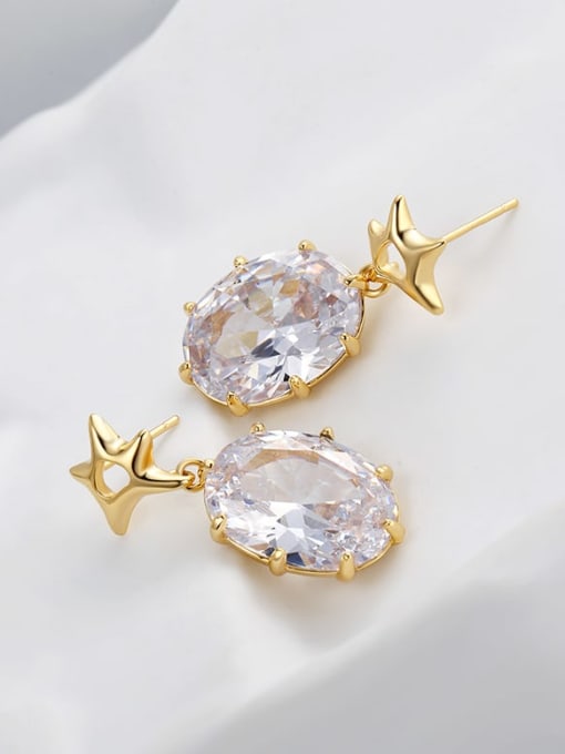 ARTINI Brass Cubic Zirconia White Star Minimalist Stud Earring 1