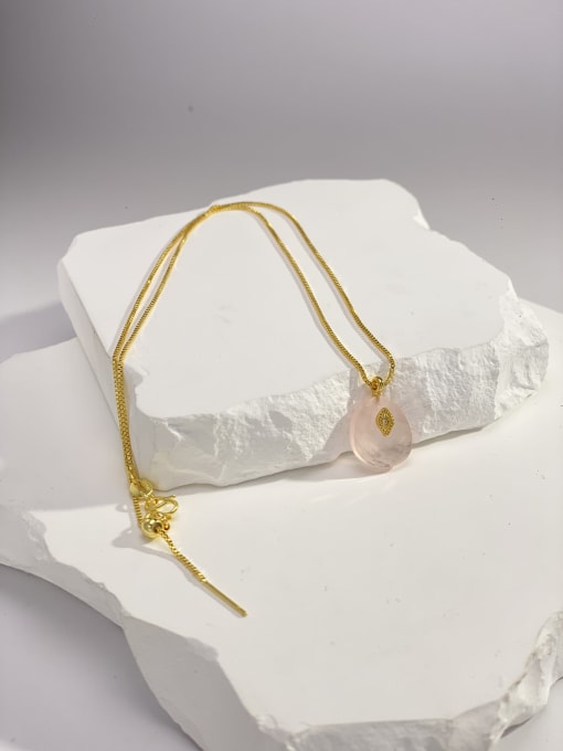 Powder crystal Brass Natural Stone Multi Color Stone Geometric Minimalist Locket Necklace
