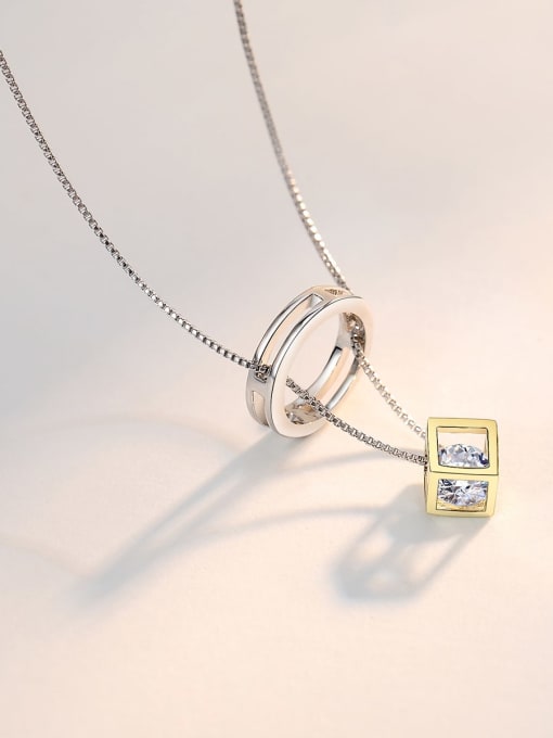 ARTINI Brass Cubic Zirconia Gold Round Minimalist Link Necklace 1