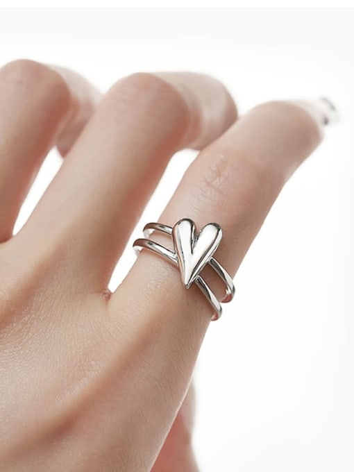 ARTINI 925 Sterling Silver Silver Heart Minimalist Band Ring 4