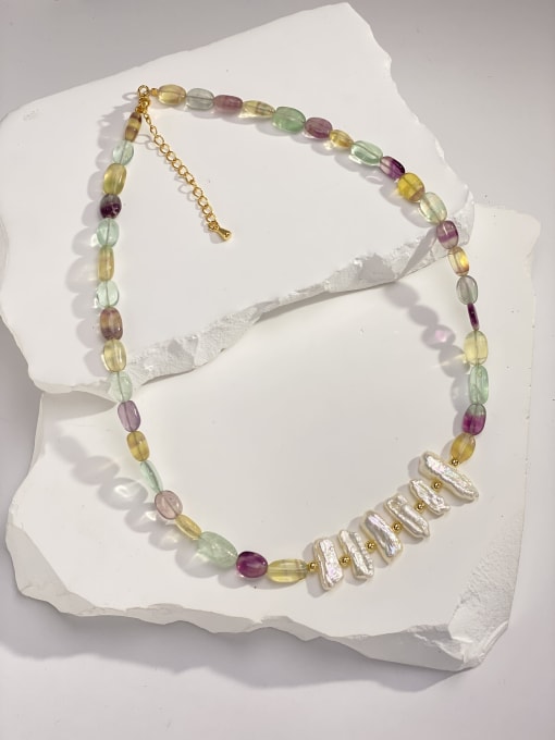 ARTINI Brass Freshwater Pearl Multi Color Tassel Minimalist Cuban Necklace 0