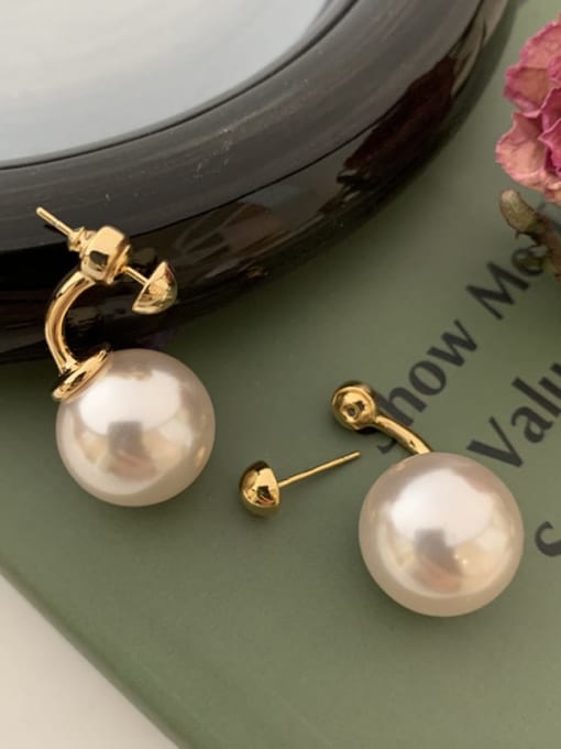 ARTINI Brass Imitation Pearl Pink Ball Minimalist Stud Earring 1