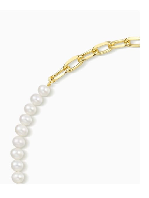 ARTINI Brass Freshwater Pearl Gold Heart Minimalist Beaded Necklace 2