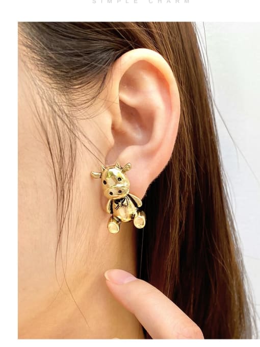 ARTINI Brass Yellow Stone Animal Classic Stud Earring 2