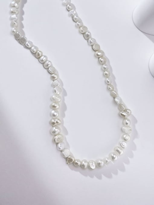ARTINI 925 Sterling Silver Freshwater Pearl White Irregular Minimalist Beaded Necklace 1