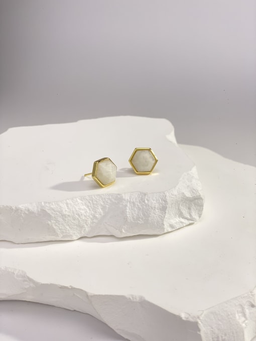 ARTINI Brass Natural Stone Multi Color Stone Geometric Minimalist Stud Earring 1