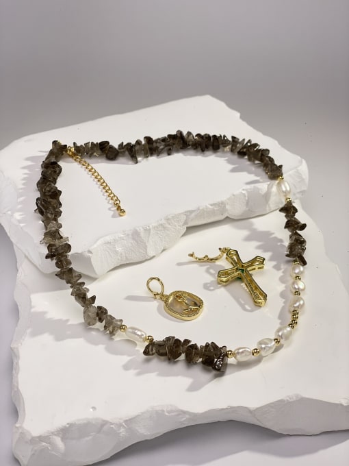 ARTINI Brass Miyuki Millet Bead Black Plant Series Dainty Cuban Necklace 1