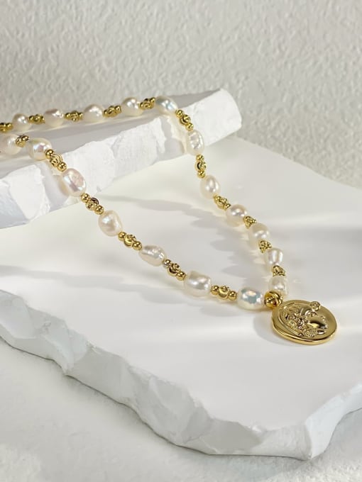 ARTINI Brass Miyuki Millet Bead White Medallion Minimalist Beaded Necklace 3