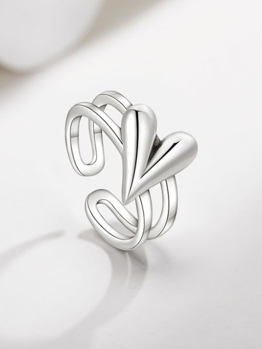 ARTINI 925 Sterling Silver Silver Heart Minimalist Band Ring 2