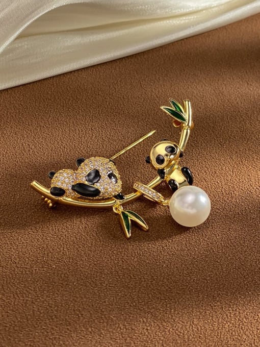 ARTINI Brass Miyuki Millet Bead Gold Stone Panda Minimalist Pins & Brooches 1