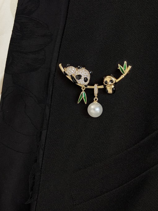 ARTINI Brass Miyuki Millet Bead Gold Stone Panda Minimalist Pins & Brooches 2