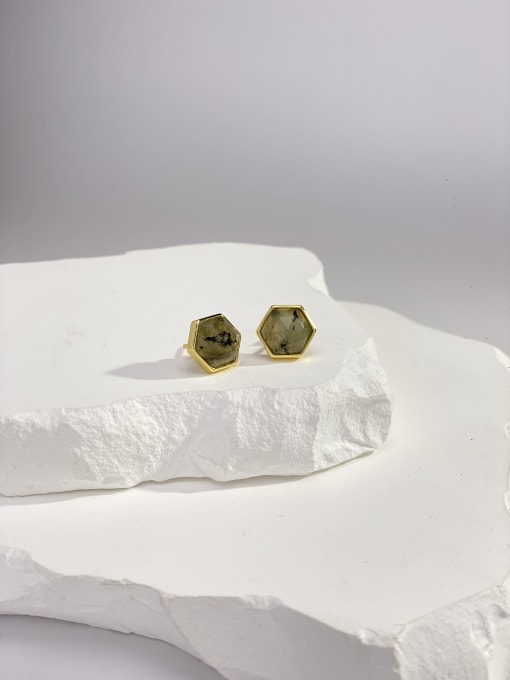 ARTINI Brass Natural Stone Multi Color Stone Geometric Minimalist Stud Earring 3