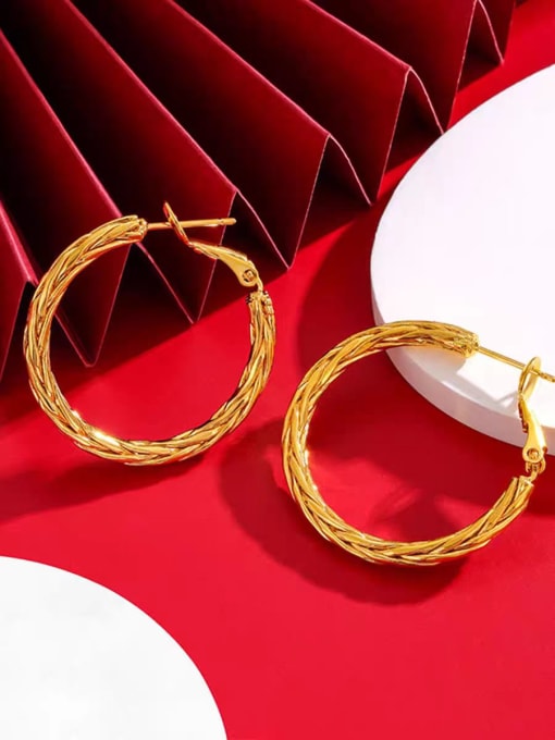 ARTINI Brass Gold Geometric Minimalist Huggie Earring 1