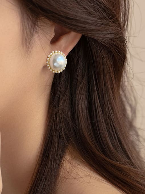 ARTINI Alloy Imitation Pearl White Geometric Classic Stud Earring 3