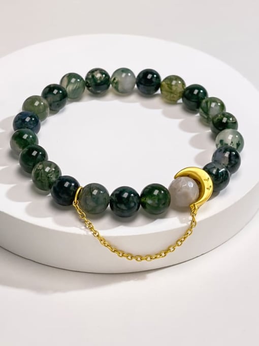 ARTINI Brass Carnelian Green Moon Dainty Handmade Beaded Bracelet 0