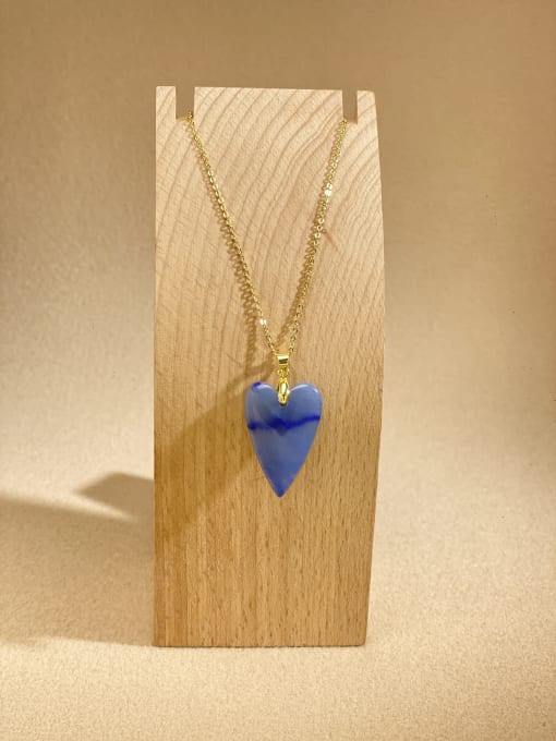 Blue East Ling Brass Heart Minimalist Link Necklace