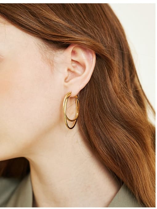 ARTINI Brass Gold Geometric Minimalist Hoop Earring 3