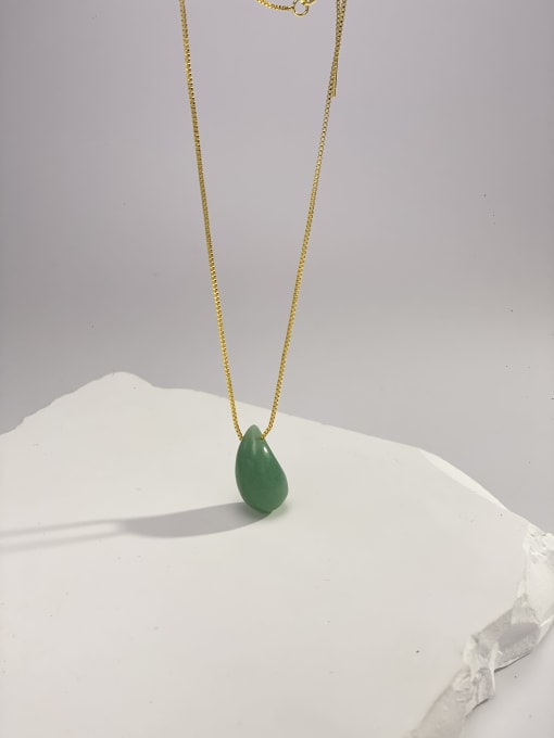Green Dongling Brass Natural Stone Multi Color Stone Water Drop Minimalist Locket Necklace