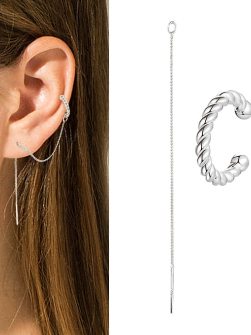 White 925 Sterling Silver White Geometric Minimalist Single Earring