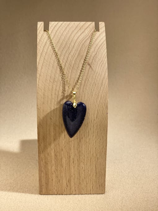 Blue Sands Brass Heart Minimalist Link Necklace