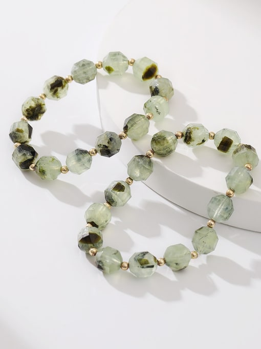 ARTINI Brass Prehnite Green Stone Geometric Minimalist Handmade Beaded Bracelet 0