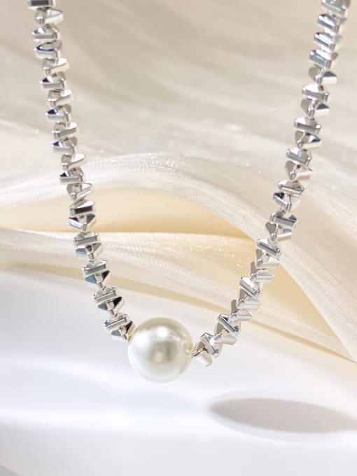 ARTINI White Ball Minimalist Beaded Necklace 1