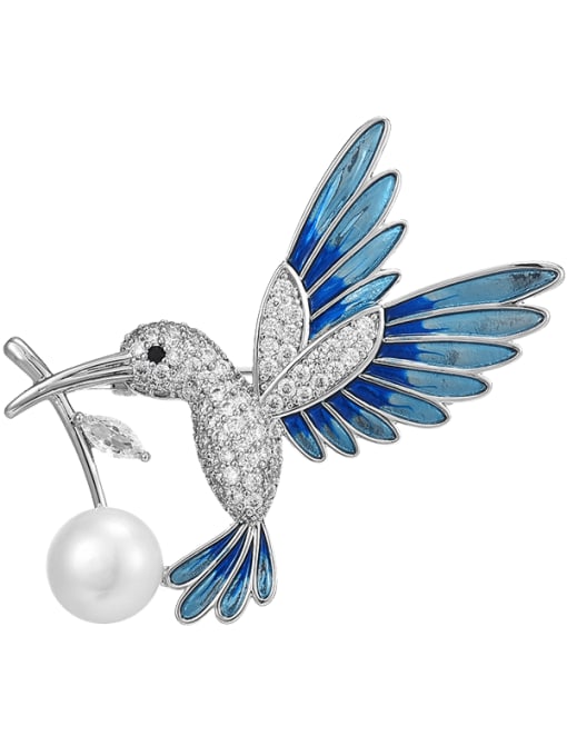 ARTINI Brass Freshwater Pearl White Stone Bird Minimalist Pins & Brooches 4