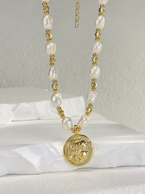 ARTINI Brass Miyuki Millet Bead White Medallion Minimalist Beaded Necklace 1
