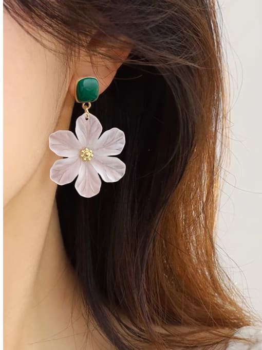 ARTINI Zinc Alloy White Enamel Flower Artisan Stud Earring 3