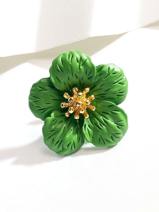 ARTINI Zinc Alloy Green Enamel Flower Minimalist Pins & Brooches 0