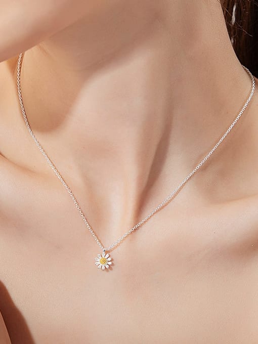 ARTINI 925 Sterling Silver Gold Flower Minimalist Link Necklace 2
