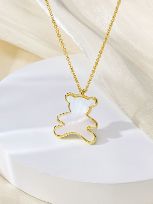 ARTINI Brass Shell Bear Minimalist Initials Necklace 0