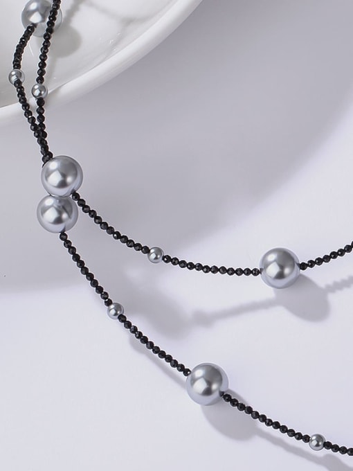 ARTINI Brass Glass beads Black Ball Minimalist Beaded Necklace 2