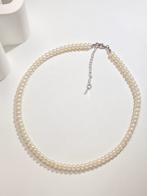 ARTINI 925 Sterling Silver Freshwater Pearl White Minimalist Beaded Necklace