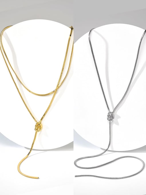 ARTINI Brass Geometric Minimalist Long Strand Necklace 0
